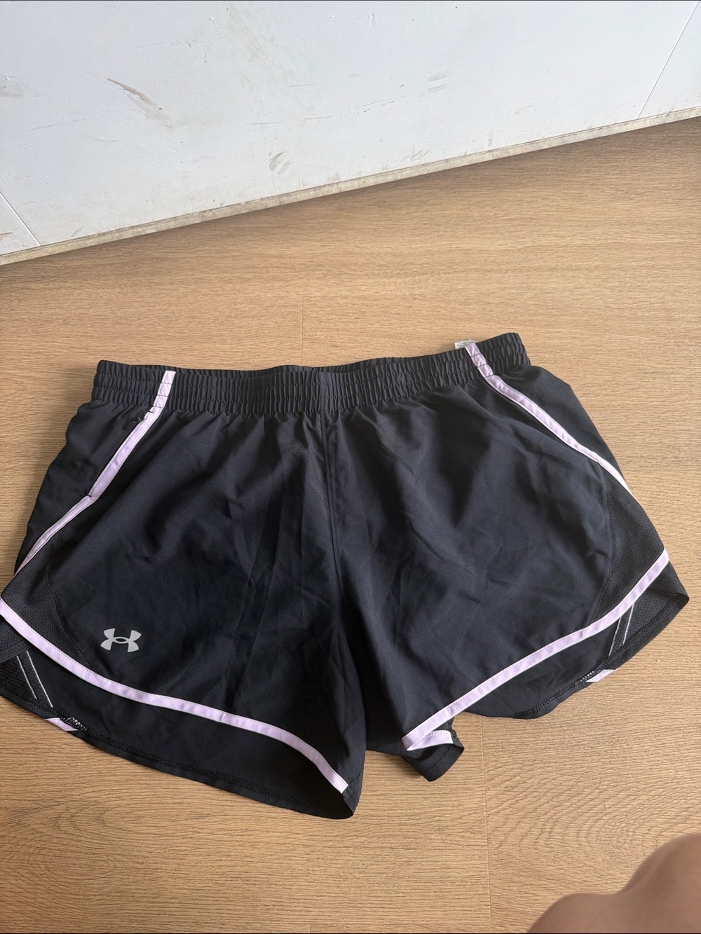 Under Armour Black Women's Athletic Shorts with Light Pink Piping